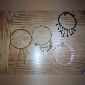 Handcrafted Beaded Chockers Black, Green, Pink, Brown